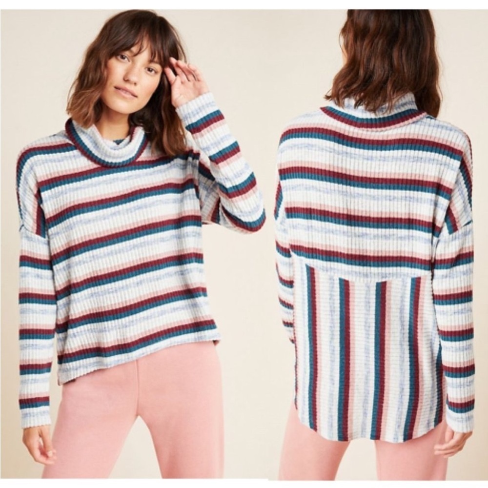 Saturday Sunday Anthropologie Pippa Hacci Striped Turtleneck Sweater